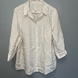 Striped White and Tan Shirt
